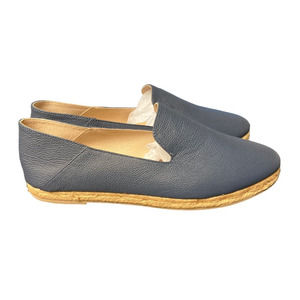 JACK ROGERS NEW Navy Blue Pebbled Leather Audrey Espadrille Flats Size 10 M